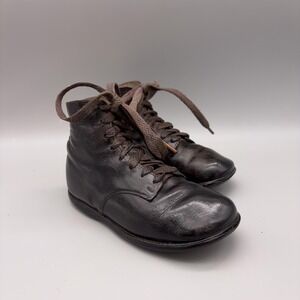 Antique Kids Shoes Leather Lace Up Boots Early 1900s Victorian Edwardian Display